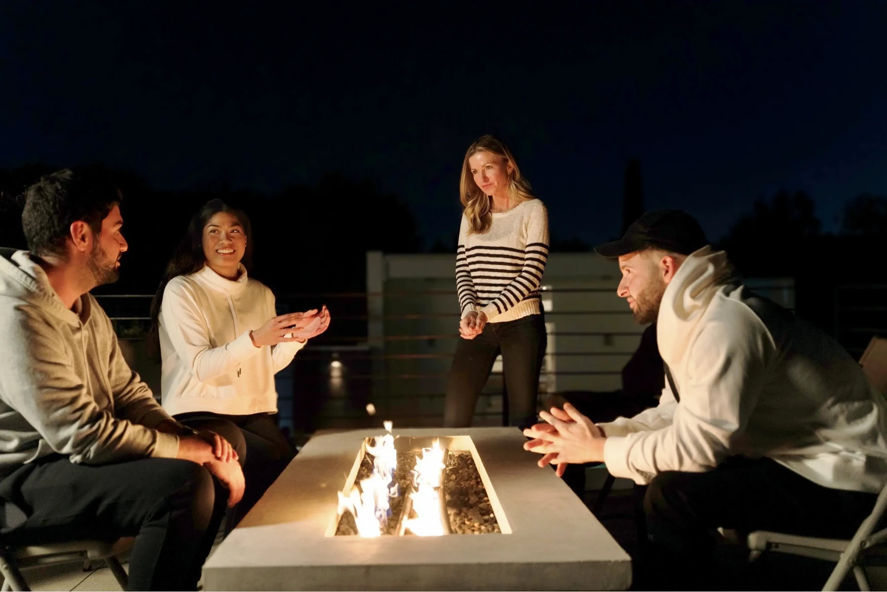 Evening fire pit at Lakeview