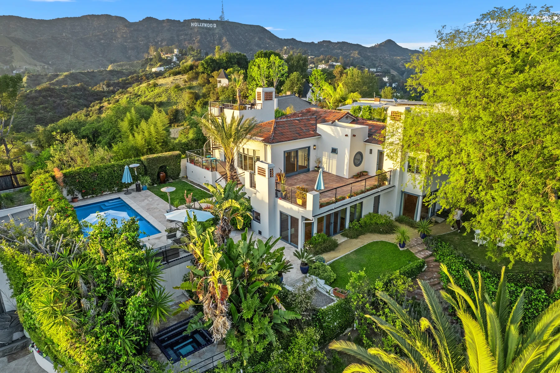 Aerial view of the Spanish Villa estate