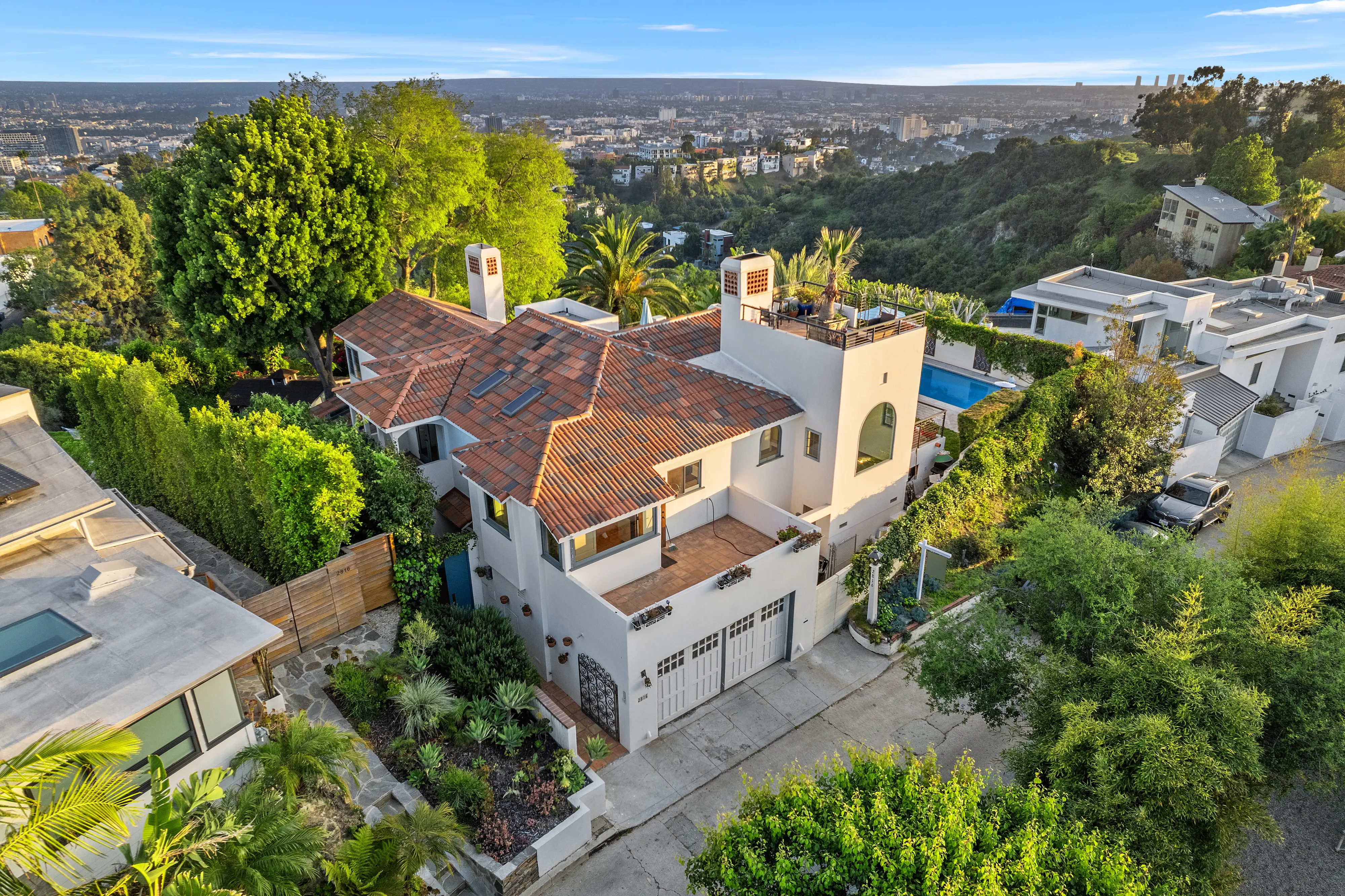 Aerial view of the Spanish Villa estate
