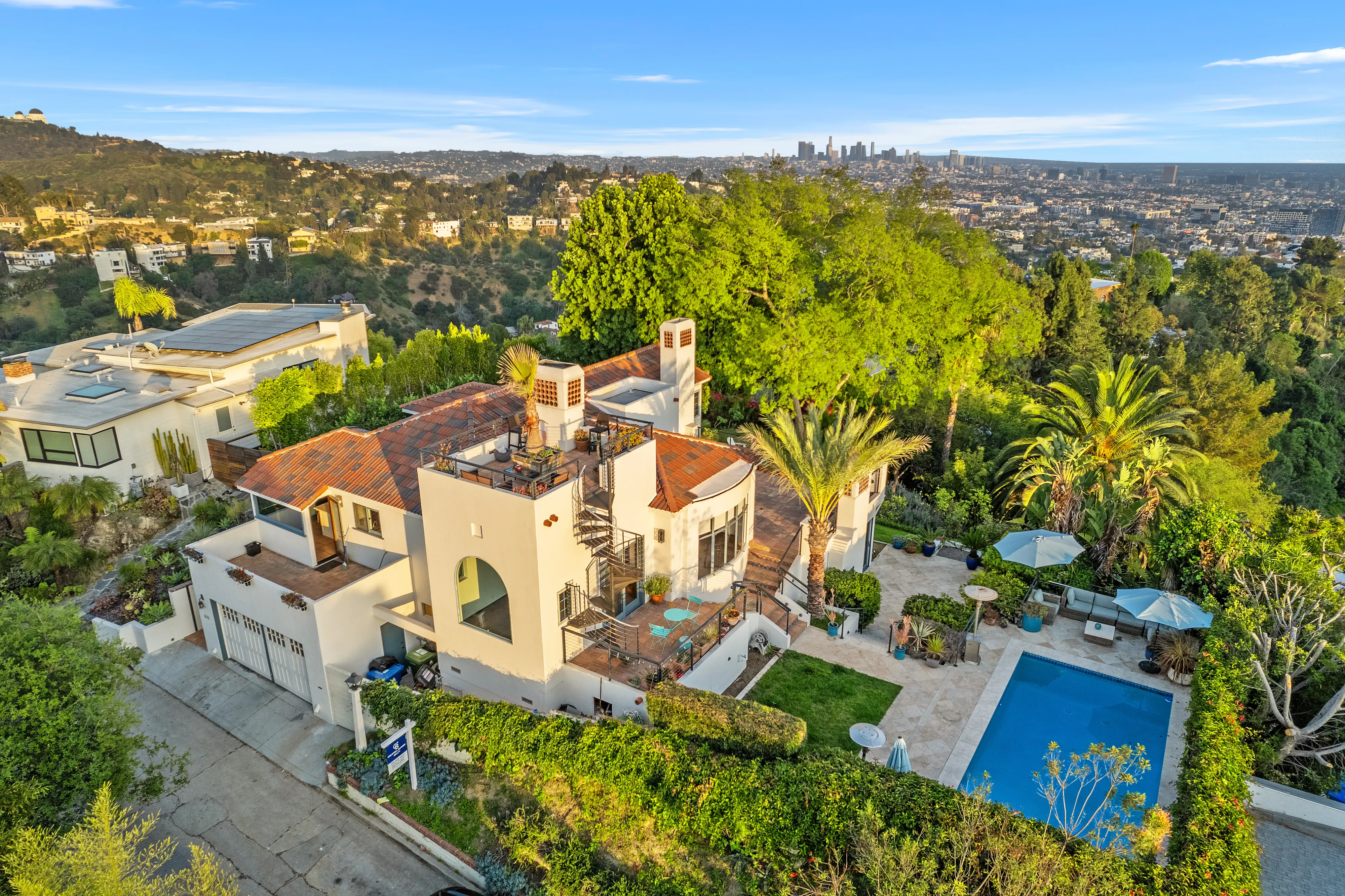 Aerial view of the Spanish Villa estate