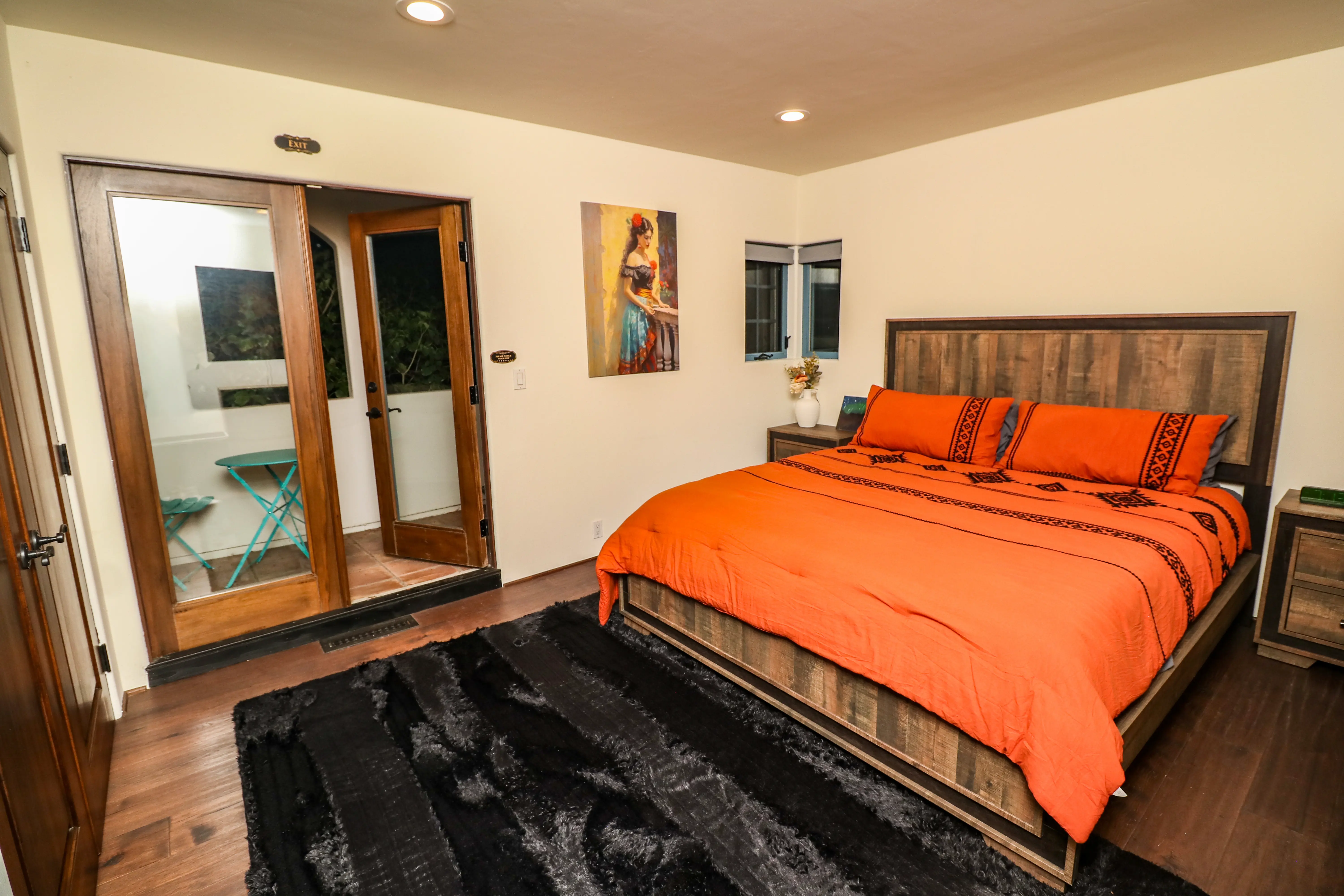 Bedroom with city views at Spanish Villa