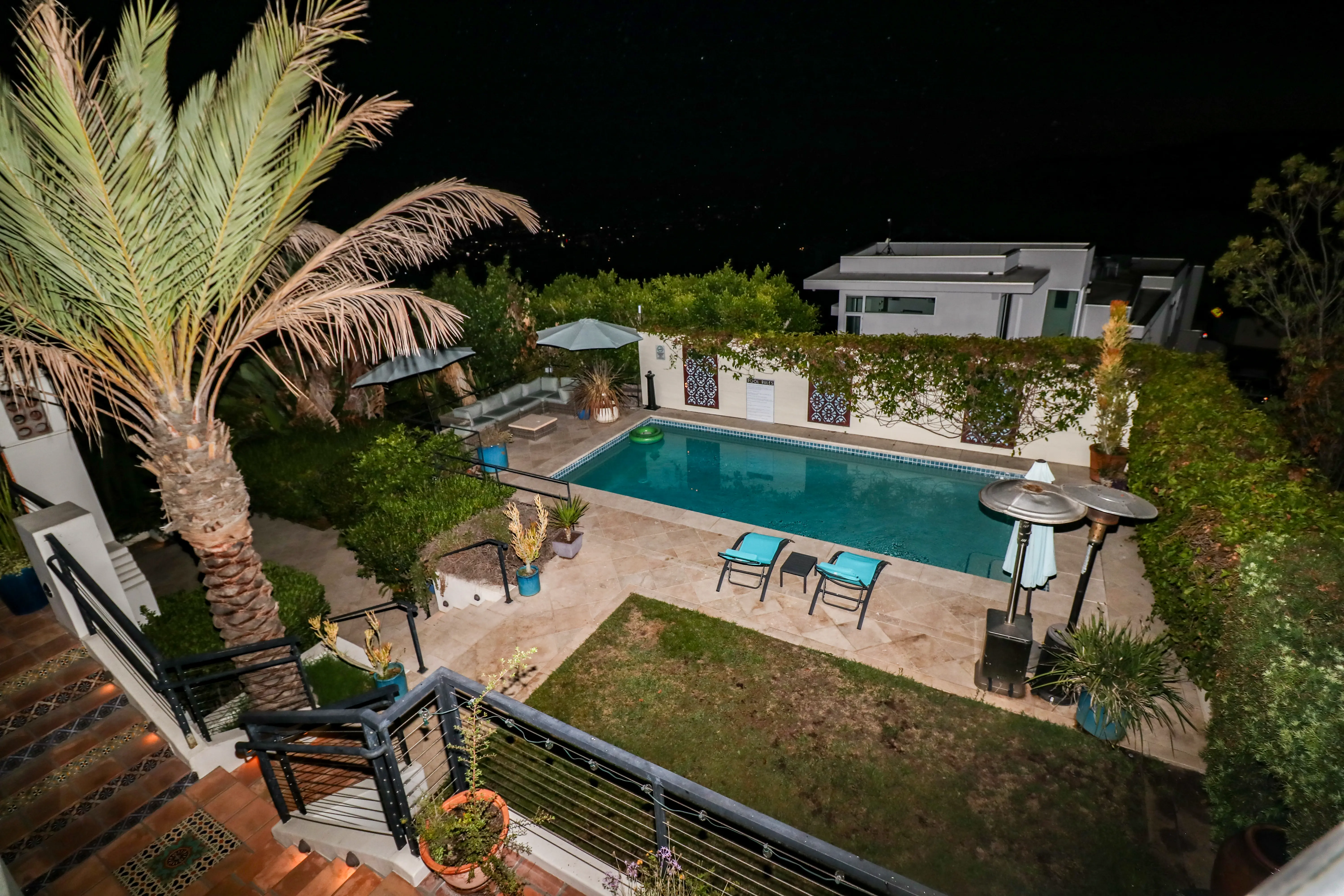 Pool at night at Spanish Villa