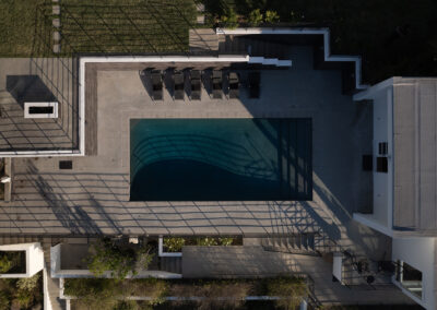 Aerial view of a pool and patio area at Bliss Recovery LA.